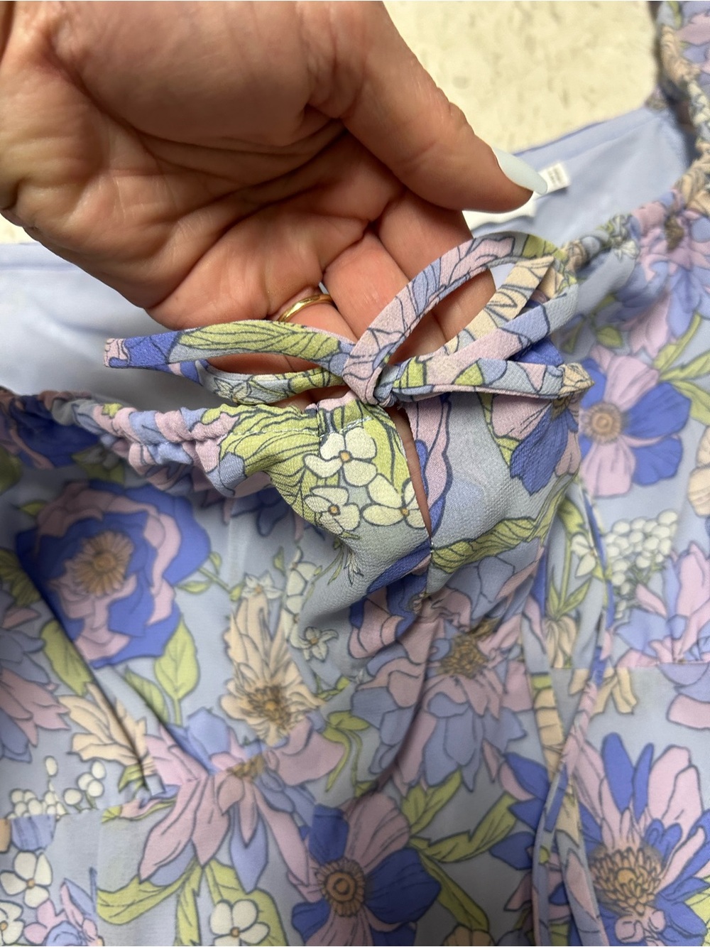 NWT ASTR The Label Lavender Floral Puff Sleeve Ruffle Midi Dress L Cottagecore - Picture 6 of 11